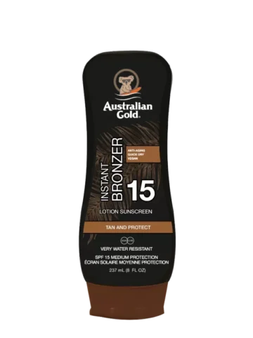 Australian Gold SPF15 Instant Bronzer Lotion Sunscreen 237ml - protezione solare con autoabbronzante