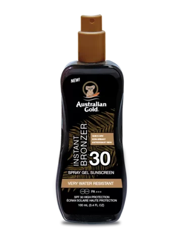 Australian Gold SPF30 Instant Bronzer Spray Gel Sunscreen 100ml - spray protezione solare con autoabbronzante