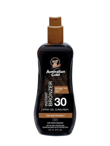 Australian Gold SPF30 Instant Bronzer Spray Gel Sunscreen 237ml - spray protezione solare con autoabbronzante
